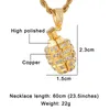 Collier pendentif Grenade en Zircon cubique pour hommes et femmes, avec chaîne en corde, style Hip Hop, couleur or, breloque, cadeau, bijoux pour hommes et femmes, 237x