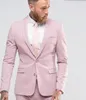 Back Vent Two Buttons Pink Wedding Groom Tuxedos Notch Lapel Groomsmen Men Suits Prom Blazer (Jacket+Pants+Tie) NO:2031