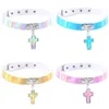 Cross Charms Hanger Choker Ketting Dames Luchtlaser Lederen Korte hals Kraag Mode Holographic Jewelry Drop Ship