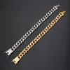 Męskie Hip Hop Gold Bransoletka Pełna Diament Biżuteria Moda Cuban Link Chain Bransoletki Charm Bangle Kobiety Prezent Kimter-M963F Z