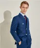 Klassische zweireihigen Navy BlueGroomsmen Anzüge Schwarz-Revers-Bräutigam-Smoking 2 Stück Männer Anzüge Hochzeit / Prom Bester Mann Blazer (Jacket + Pants)