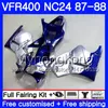 Lichaam voor HONDA RVF400R VFR400 R NC24 V4 RVF400RR Blue Silvery VFR400R 87 88 267HM.11 RVF VFR 400 R VFR400RR VFR 400R 1987 1988 Fairing Kit