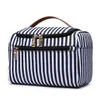 HBP Navy Striped Cosmetic Bags Canvas Pouch Women Clutch Makeup Storage Bag