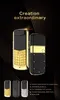 constelação de luxo celular ouro de aço inoxidável Telefone cartão de metal Corpo Dual Sim Sem Camera MP3 Quad Band celular Assinatura de couro do telefone móvel