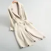 Spring women's coat casual solid color belt decorative cardigan coat