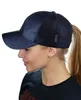 Glitter Ponytail Ball Cap Messy Buns Trucker Ponycaps Plain Baseball Visor Cap Glitter Ponytail Hats Snapbacks cny1279