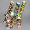 2 piece Cartoon Printing Hookahs Silicone Bong Water Pipes 14mm female unbreakable Downstem & Glass Bowl oil ash catcher