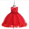 Ny tjejklänning Flower pärlspets Applique Princess Dresses Kids Elegant Party Wedding First Communion Gown6197022