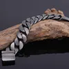 Bracelets de amizade de 24 mm de largura de amizade 2018 Black Stainless Steel Charm Man Bracelet Men With Belt Fivele Chain Link Jewelry J190625