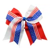 8'' Print 4th Of July Cheer Bow With Elastic Hair Band For Kid Girl American Flag Hair Bows Cheerleading Hairs Accessories