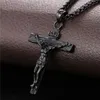 Crucifix Cross Cross Naszyjnik Złota/Czarna pistolet Płytna/stalowa stalowa moda biżuteria religijna dla kobiet/mężczyzn Naszyjnik wiary