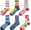 Nouveaux hommes style britannique chaussettes heureuses rayure plaid grille design amant chaussettes unisexe coton bas coloré mode affaires chaussette en gros