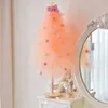 Decorações de Natal Mesh Yarn Mini Pink Tree Ano Gifts For Girls Ins Decoration Home Xmas Decor Party Festival Supplies1