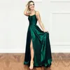 2020 vestito lungo da promenade di modo di verde smeraldo sera in raso A-Line sexy Backless di lunghezza del pavimento di laurea abito del partito