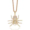 Nuova collana personalizzata in oro Bling CZ con pendente a forma di ragno con zirconi cubici, con diamanti ghiacciati, per amanti dell'hip hop, regalo per uomini e donne