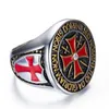 316L Rostfritt stål Knight Templar Mäns Ring Christian Cross Ring Mode Smycken US Storlek 7 -14
