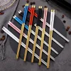 Paslanmaz Çelik Chopsticks Metal Chop bulaşığı Gümüş Altın renkli bulaşığı Düğün Festivali Malzemeleri Sticks JK2007KD