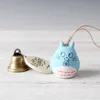 Colgante creativo de cerámica con campana, campanas de viento para interior, adorno para coche, campana de viento, decoración para Puerta del dormitorio de gatito bonito