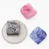 20Pcs 10mm Sqaure Silber Engel-Aura-Titan Druzy Geode Achat-Kristall Cluster Cabochon Gefärbtes Blau Rosa Raw Drusy Gemstone Cabs DIY Versorgungs