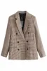 Femmes mode Plaid Blazer manteau rétro bouton treillis costume veste avec épaulettes Blazer femme manteaux décontractés 2019 nouveau