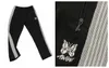 17 색 남성 디자이너 바늘 바늘 나비 자수 벨벳 바지 측면 줄무늬 가슴 레트로 캐주얼 바지 패션 스웨트 277s