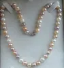 Feine Perlen Schmuck Echte Natürliche 7-8mm Weiß Rosa Lila Akoya Zuchtperlen Halskette 20 "
