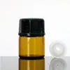 Fabrieksprijs 5/8 DRAM (2ML) Amber of transparante glazen etherische oliefles, met binnenstekker en zwart (wit) CAPS LX7544