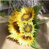 Simulerade Sunflower Faux Floral Bunches Of False Flowers Bröllop Handkerchiefs Med Silk Blomma Hem Inredning Dekoration