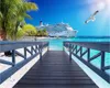Carta da parati per la casa 3D Bella passeggiata alle Hawaii 3D Paesaggio marino Sfondo Muro TV per interni Sfondo Decorazione murale Carta da parati