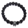 Hot Trendy Lava Stone Pave CZ Imperial Crown 및 Helmet Charm 팔찌 남성 또는 여성 팔찌 보석류 Pulseira Hombres