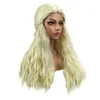 Бесплатная доставка Женщины повелительница длинными вьющимися Волнистые волос партии Cosplay Синтетический Полный парик Blonde