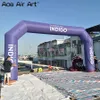 Impresión de transferencia arco de ángulo de carreras línea de inicio inflable arcos globo entrada de evento de color púrpura completo con pancartas adhesivas con descuento