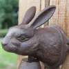 Cast Iron Welcome Dinner Bell Rabbit Home Decor Wall Mount Hanging Doorbell Primitive Brown Garden Farm Outdoor Gate Decoration Country Animal