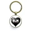 BLM Chaîne KeyRing Noir Lives Noir Je ne peux pas respirer le verre Cabochon Pendentif Sac Charms Bijoux Jojouterie Voiture Voiture Cadeau Cadeau Cadeau Accessoires