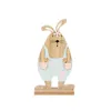 Wooden Easter Pendant DIY Wooden Easter Day Bunny Exquisite Decoration Spring Wooden Bow Tie Rabbit Ornaments