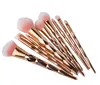 Partihandel 10st / Set Makeup Brush Set Professionell Blush Pulver Ögonbryn Ögonskugga Läppnos Rose Gold Blandning Make Up Borsta Kosmetiska Verktyg