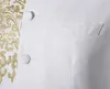 ブラックホワイトメンズスーツ中国風ゴールド刺繍服ブレザーウエディングホストステージ衣装男性歌手チームコーラス結婚式の衣装