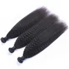 Malaysiska mänskliga hår kinkiga raka buntar erbjudanden 3pcs Italian Coarse Yaki Virgin Remy Human Hair Weaves Extensions Tangle Gratis 10-30 "