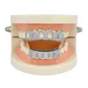 Grilz en or 18k pour les hommes de mode de rue Rappers Rappers Luxury Bling Zircon Dental Grills 2 pièces Set Hollow Out Hip Hop Dent