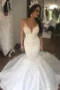 2020 nuovo arrivo treno arabo sirena abiti da sposa in pizzo Sheer aderente Plus Size Dubai abito da sposa africano Vestido de novia Bride262g