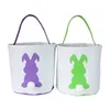 Easter Rabbit Basket Easter Bunny Bags Rabbit Printed Canvas Cute Tote Bag Egg Candies Basket Bucket Candy Gift Storage Party Ear Handbag