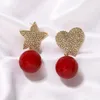 kadın kız moda lüks Asimetrik tasarımcı elmas sevimli sevimli tatlı kalp yıldızı inci kolye küpe beyaz kırmızı