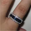 Men039s Deluxe 10K Białe złoto Plaped Blue Sapphire Garnet Crystal Stone Band Wedding For Men Kobiety Żydlry Rozmiar 812 J190702135918