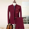 Setwelldrees 2 Pieces Chinese Style Mandarin Collar Men's Suits Male Fashion China Dragon Embroidered Classic Business Weddin2781