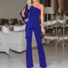 Jumpsuits für Damen, modisch, für Damen, Party, Clubwear, Overall, weites Bein, eine Schulter, lange Hose