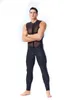 Neues Design Herren Kunstleder Overall Sexy Mesh Stretch Catsuit Ärmellos Durchsichtig Bodysuit Männlich Reißverschluss Offener Schritt Clubwear