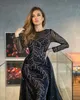 2020 Arabisch Aso Ebi Schwarz Luxuriöse Sexy Abendkleider Perlen Kristalle Ballkleider Meerjungfrau Formale Party Zweite Empfangskleider ZJ227