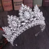 Lüks Kristaller Kraliyet Düğün Taç Gümüş Altın Rhinestone Prenses Balo Kraliçe Gelin Tiara Taç Saç Aksesuarları Orta Doğu