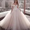 2020 nouvelle arrivée robe de bal tulle champagne robes de mariée hors épaule robes de mariée dentelle appliques cristal robes de mariée abito da sposa