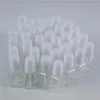 50pcs / lot 5g Mini Çocuklar İçin Beyaz Cap Fırça Plastik Tırnak Şişe ile Sevimli Temizle Plastik Boş Kare Tırnak Cilalı Şişe